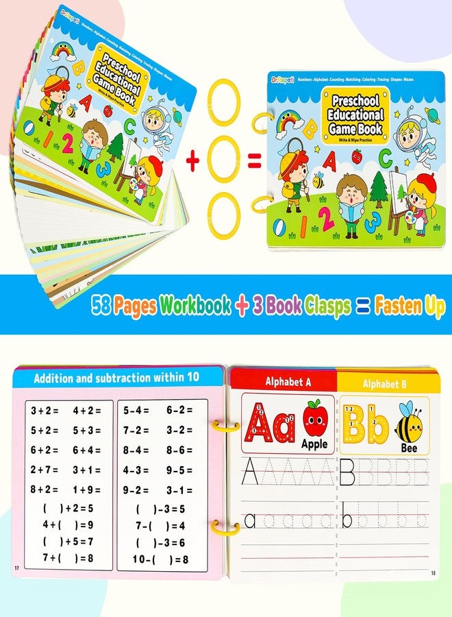 Dr.Rapeti Preschool Learning Activities Educational Workbook Busy Book 58 Pages Prek Montessori Handwriting Practice Activity Tracing Toy Early Learning Toy for Kids Toddlers for 3 years+ - Image 4